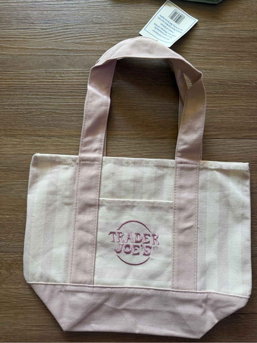 Trader Joes Pink Stripe Canvas Tote Bag